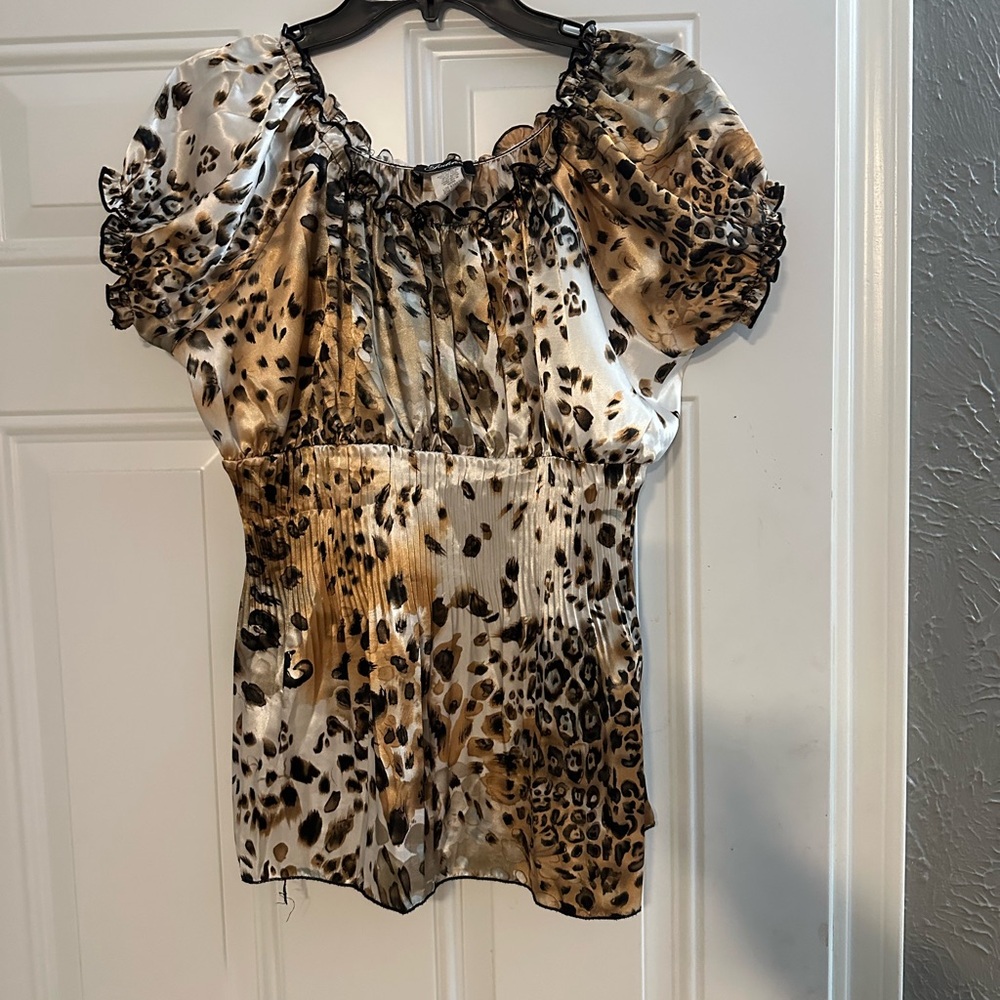 Goddess Leopard Print Blouse - Black and Brown